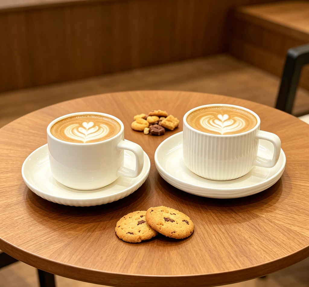 3D Vertical Embossed White Bone China Cup & Saucer Set