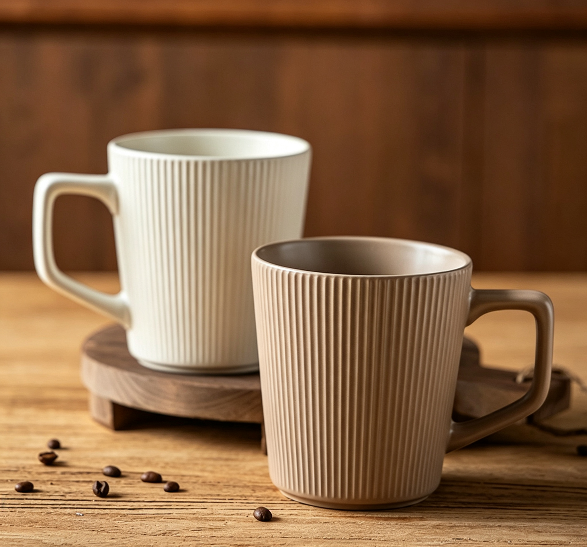 Retro Textured Rib Thickened Ceramic Cup