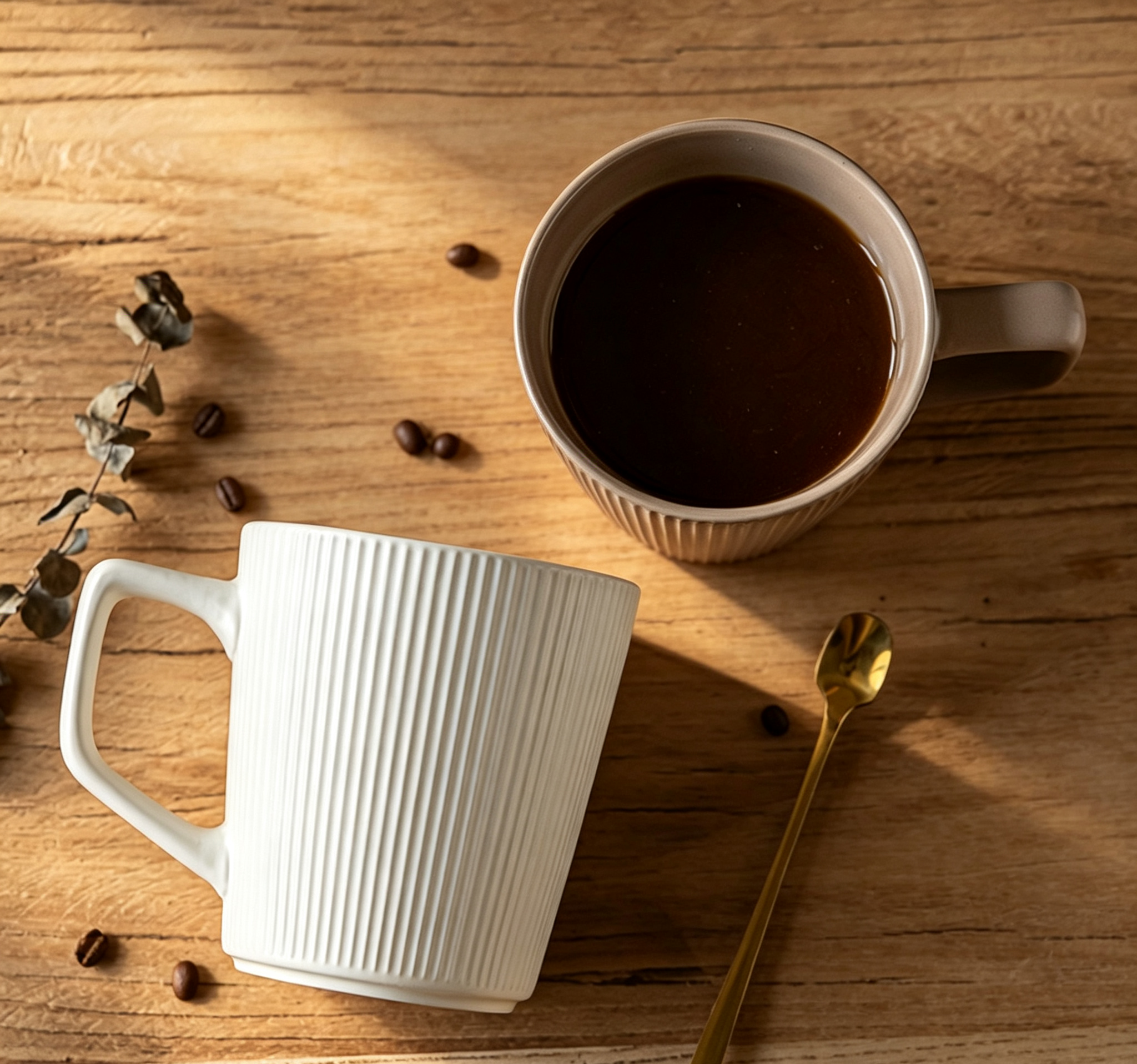 Retro Textured Rib Thickened Ceramic Cup