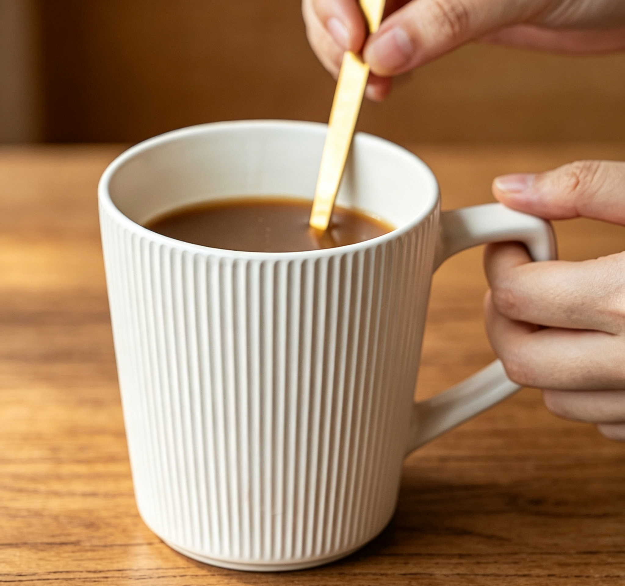 Retro Textured Rib Thickened Ceramic Cup