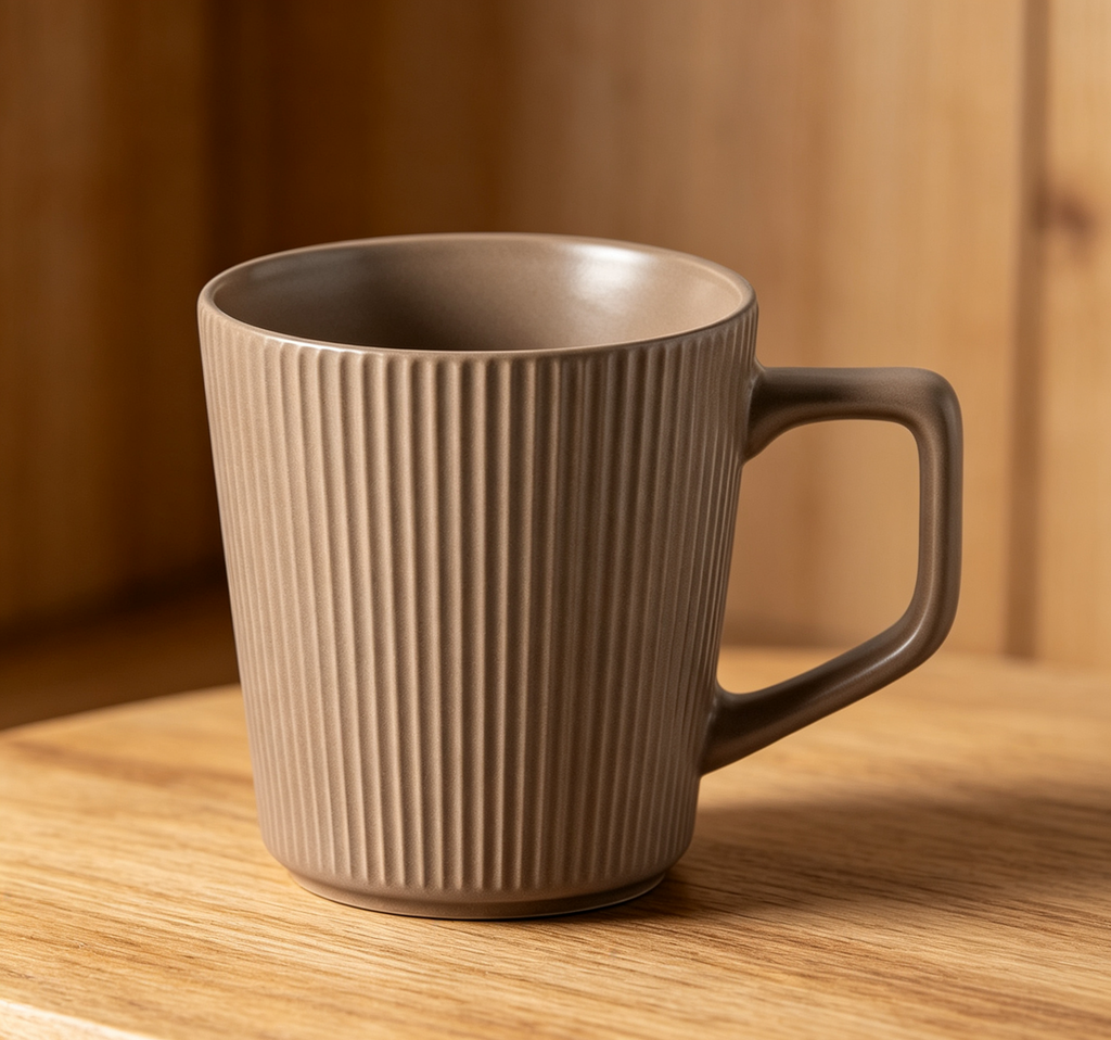 Retro Textured Rib Thickened Ceramic Cup