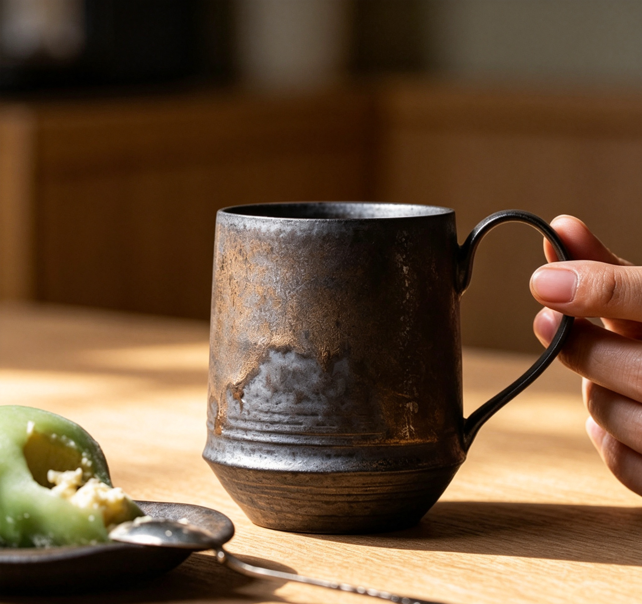 Handmade Gilded Rust Kiln-Change Stoneware Mug