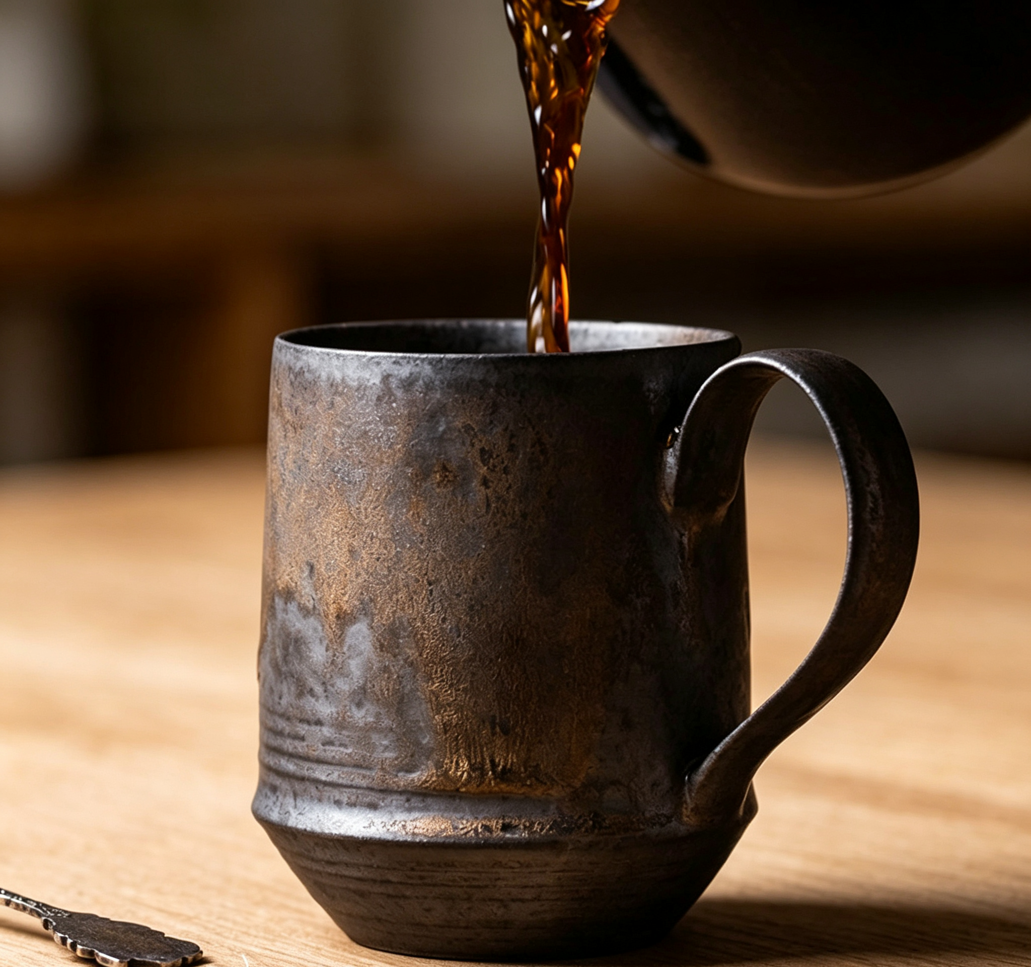 Handmade Gilded Rust Kiln-Change Stoneware Mug